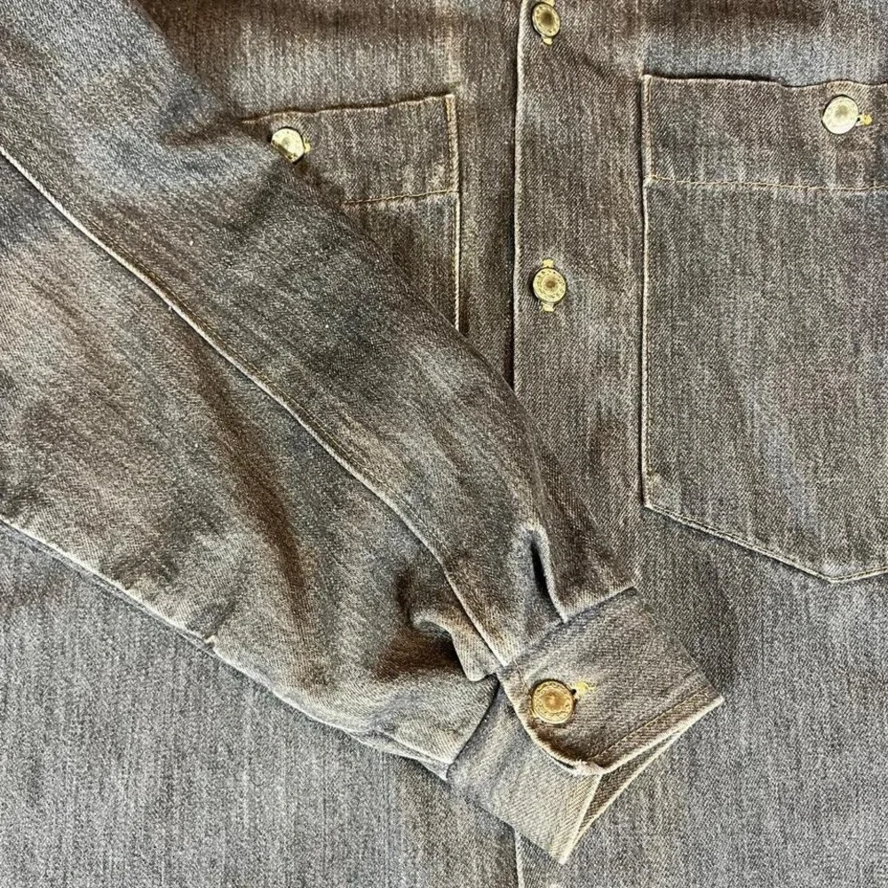 Vintage 90s strictly wide KPP brown denim chore jacket Mens large - Picture 2 of 7